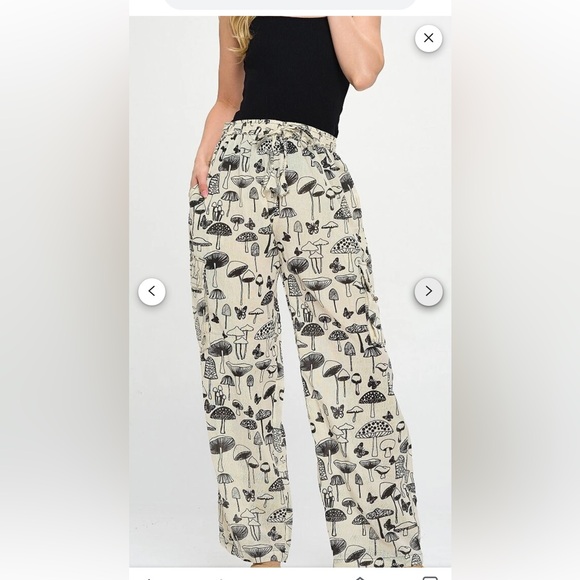 100% White Cream Beige Cotton Mushroom Pant with 4 PocketsPant| S/M - Picture 4 of 5